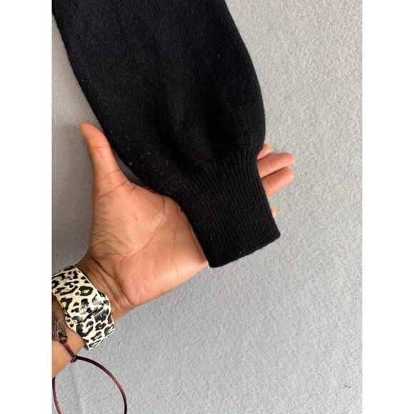 J Crew Black Wool Crewneck Sweater Rhinestone front both side size xxs - Picture 7 of 11